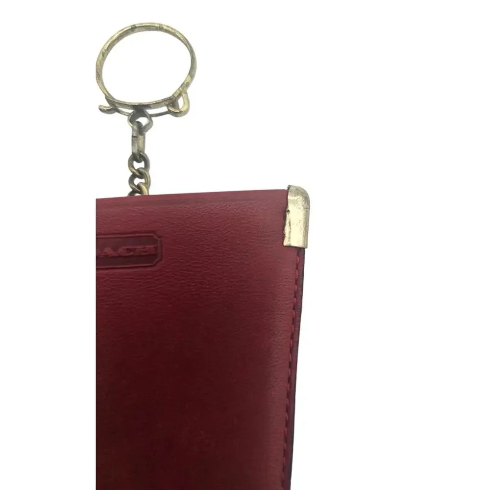 Vintage Coach Leather Squeeze Key Coin Purse Red Key Pouch - Picture 3 of 12